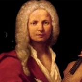 Retrato de Antonio Vivaldi con su característico cabello rojizo y sosteniendo un violín, símbolo de su virtuosismo